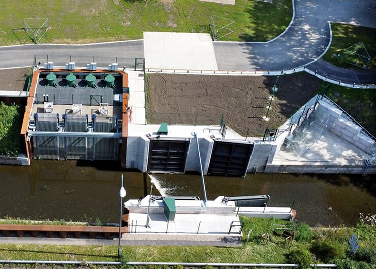 Mill Fleam flood pumping station, Derby, UK