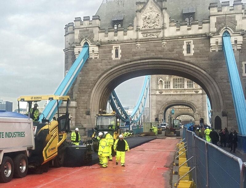 Tower Bridge bascule re-decking and approach viaduct waterproofing, London, UK