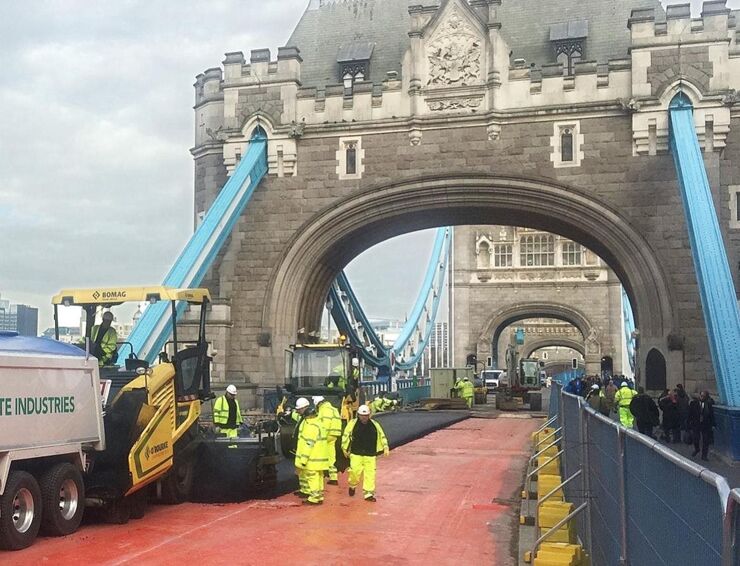 Tower Bridge bascule re-decking and approach viaduct waterproofing, London, UK